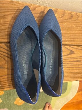 Rothy's Blue Pointed-Toe Knit Flats